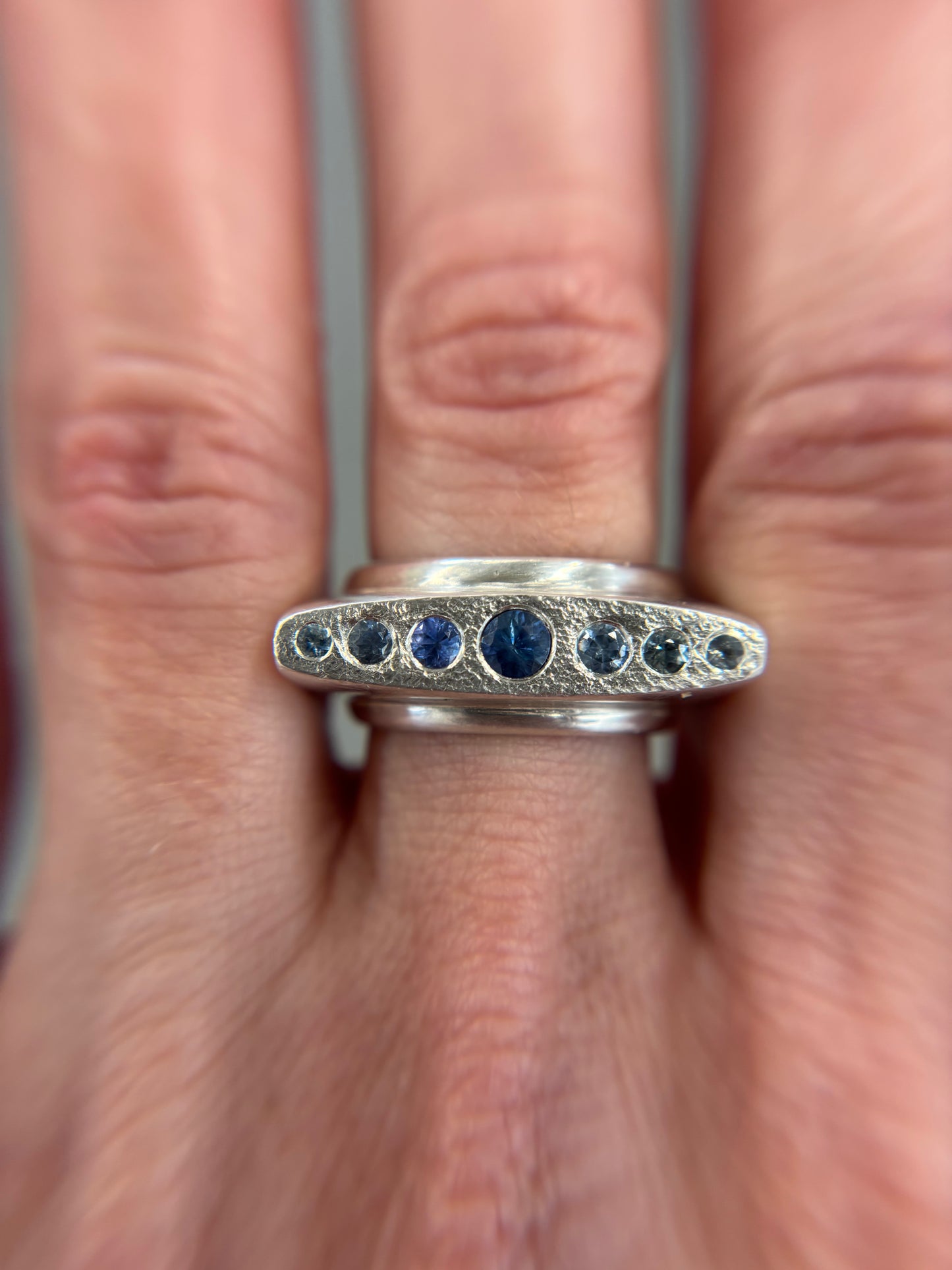 Sapphire Single Arch Signet Ring