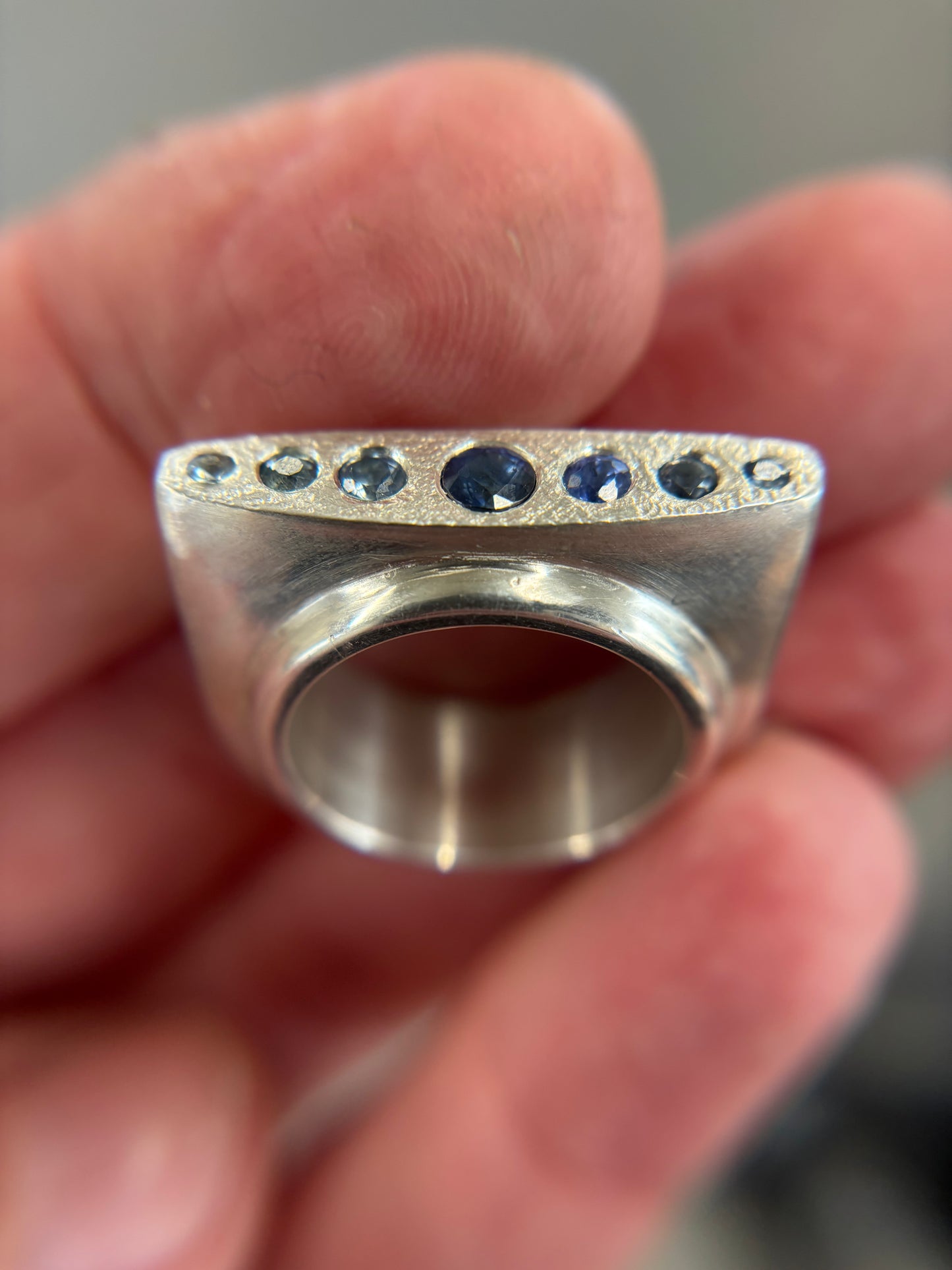 Sapphire Single Arch Signet Ring