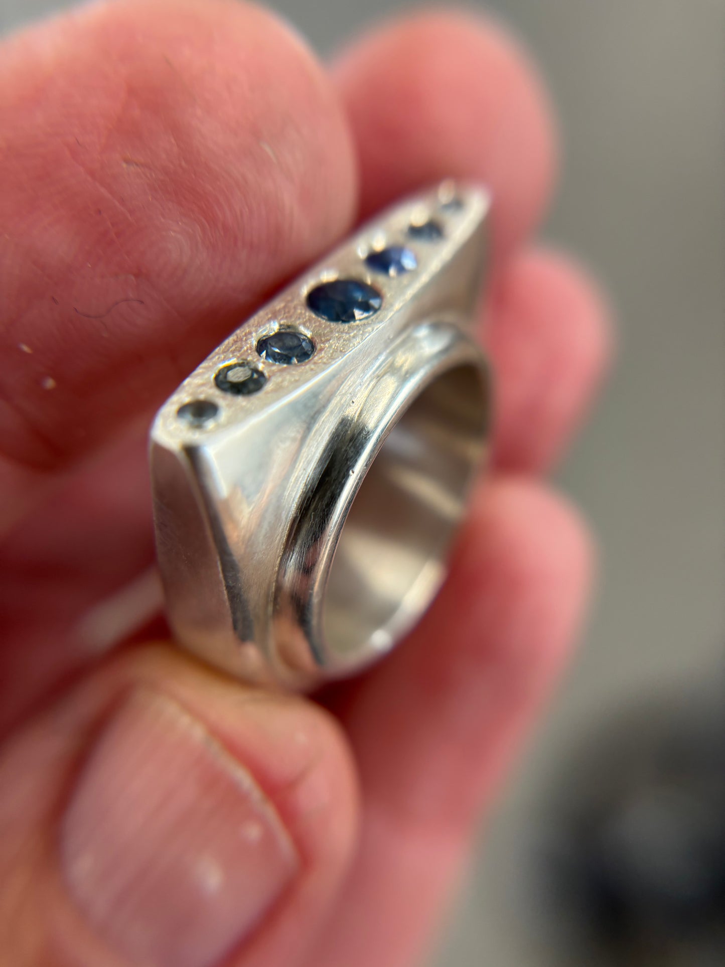 Sapphire Single Arch Signet Ring
